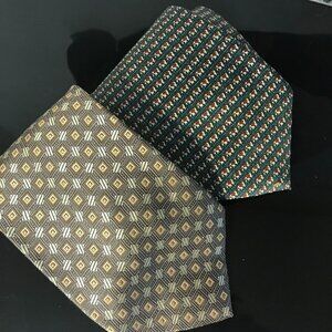 Rene Chagal Audrey Buckner Silk Ties Couture Mens Neckties Geometric Neutral